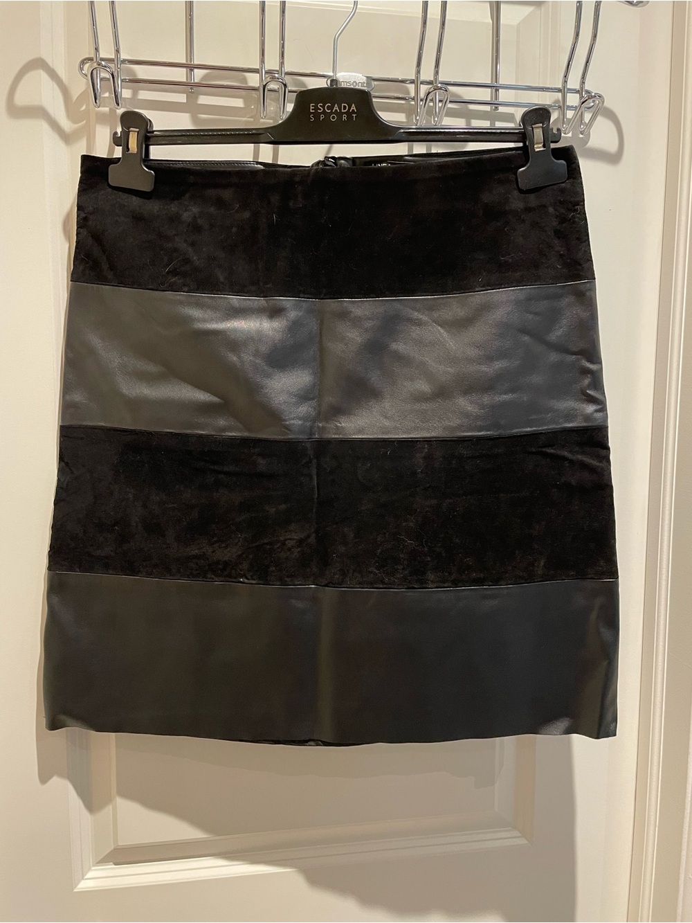 Black Suede & Leather Panel Mini Skirt